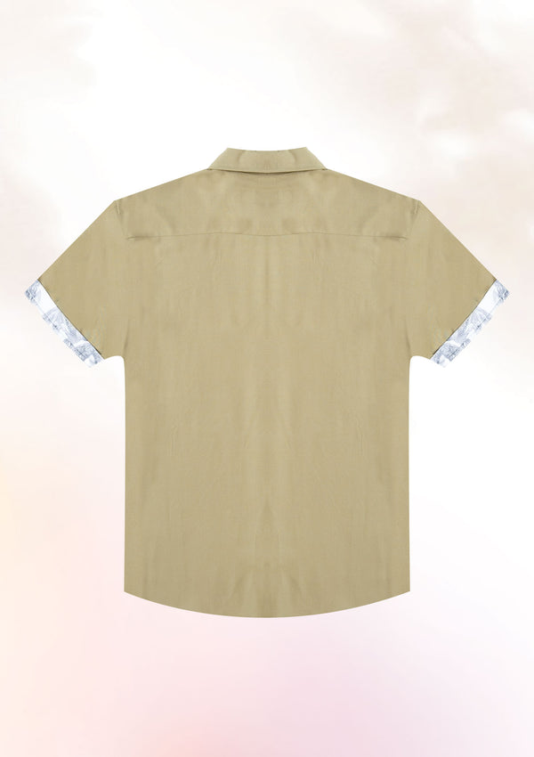 Light Khaki Contrast Cuff Shirt