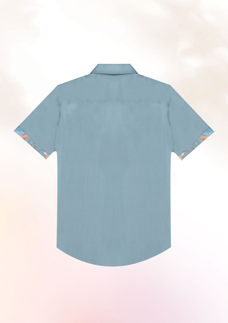Arctic Blue Contrast Cuff Shirt