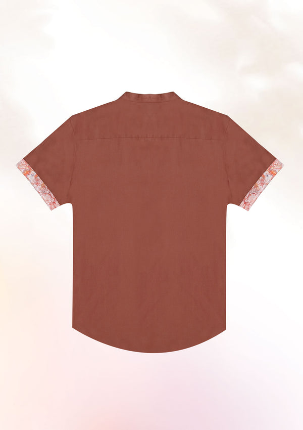 Burnt Sienna Contrast Cuff Shirt