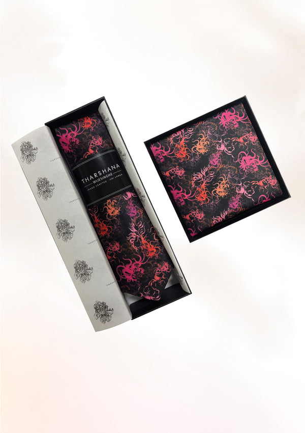 Abstract Chrysanthemum Octopus Tie & Pocket Square