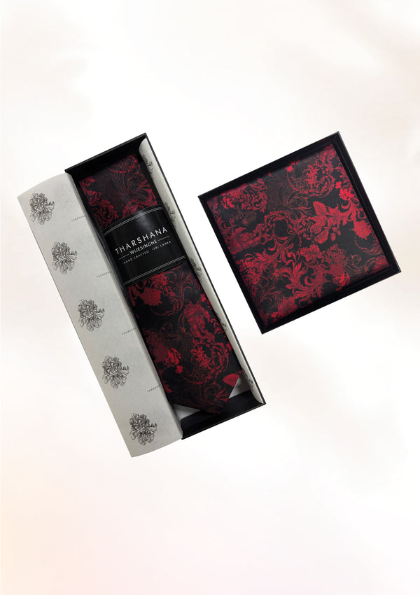 Crimson Hibiscus Tie & Pocket Square