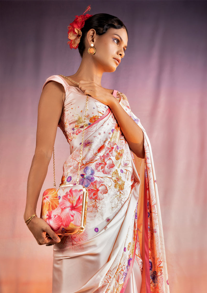 Sunset Coral  dream Saree