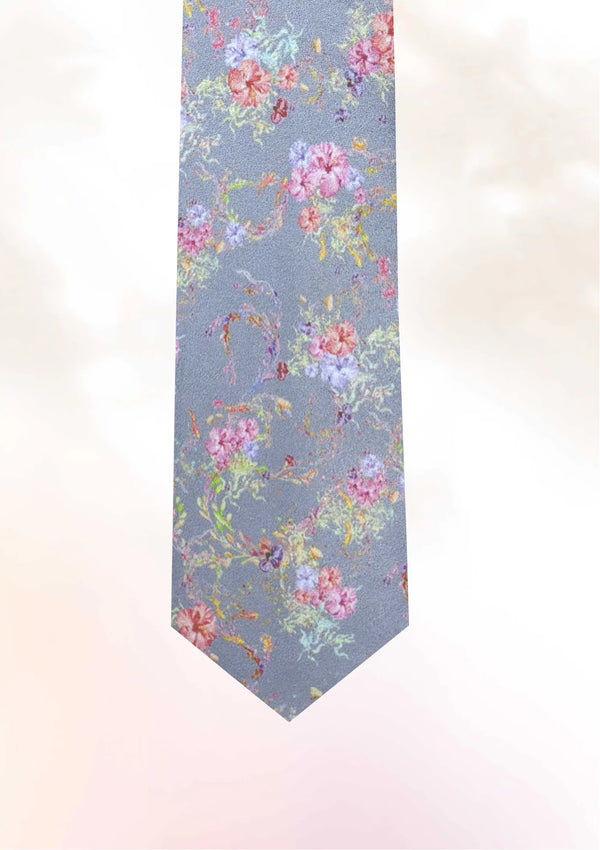 Lavender Sea Garden Tie & Pocket Sqaure
