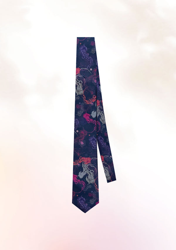 Vibrant Hibiscus Jellyfish Tie