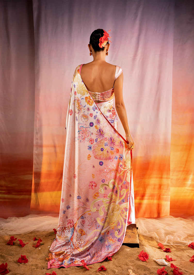 Sunset Coral  dream Saree