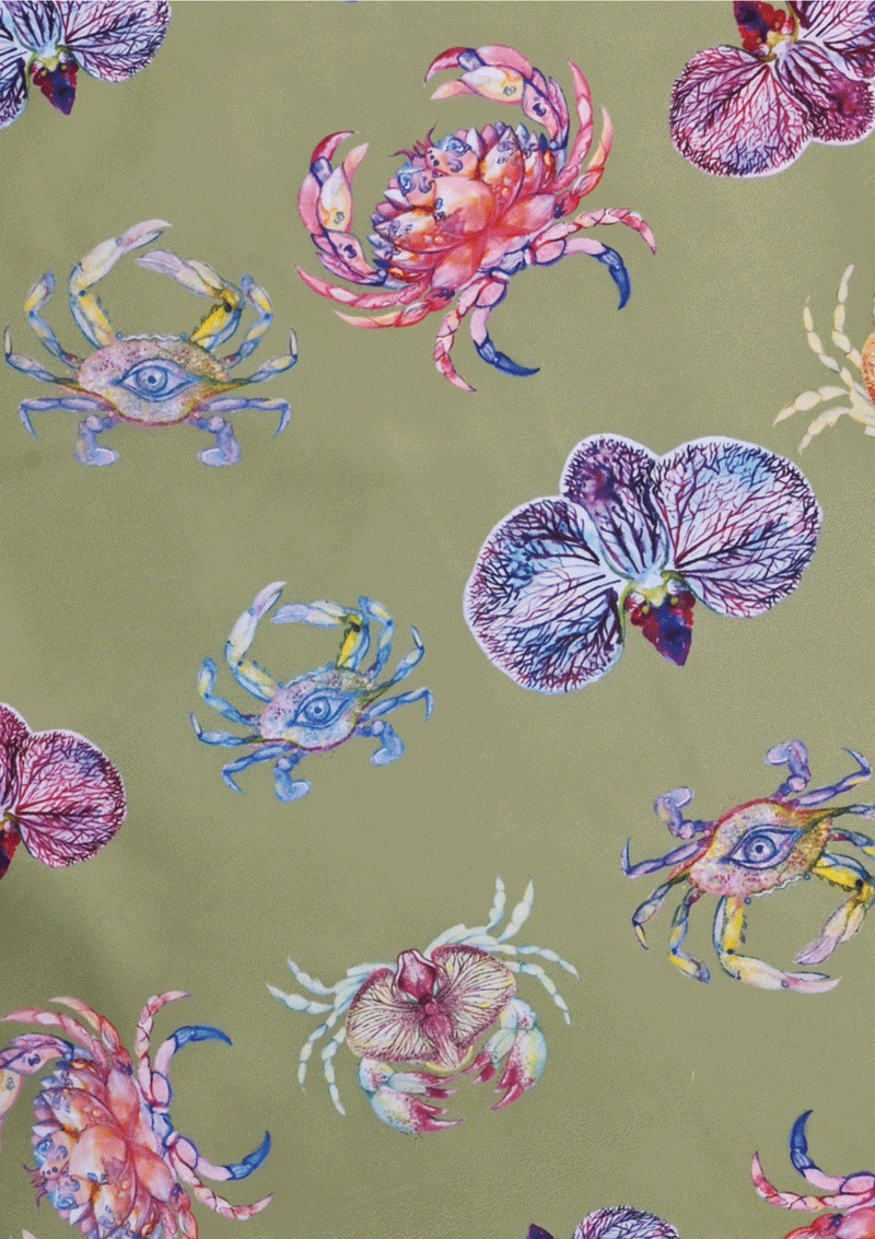 floral crab scarf