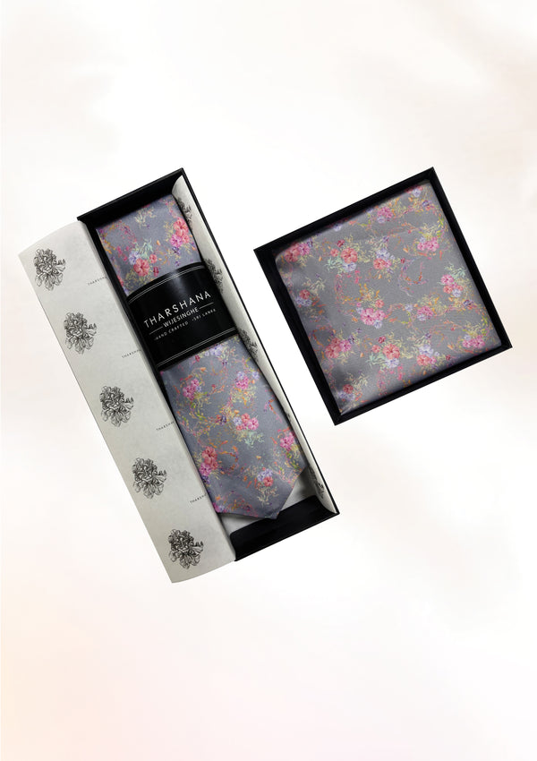 Lavender Sea Garden Tie & Pocket Sqaure
