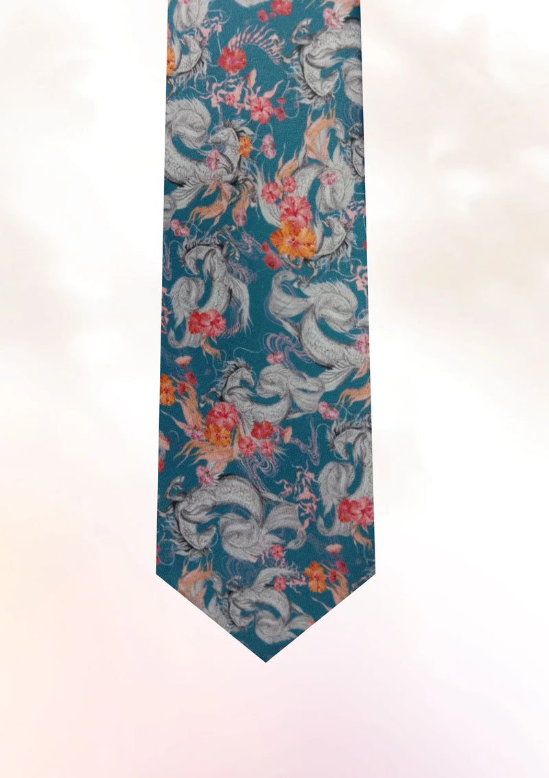 Whimsical Seahorse Tie & Pocket Sqaure