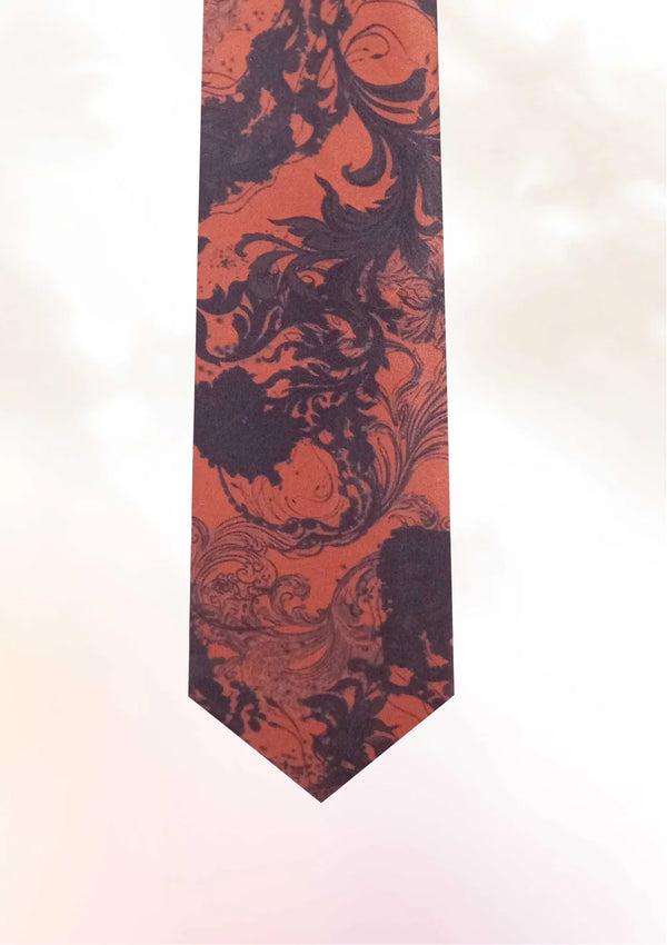 Burnt Orange Waveform Tie & Pocket Sqaure