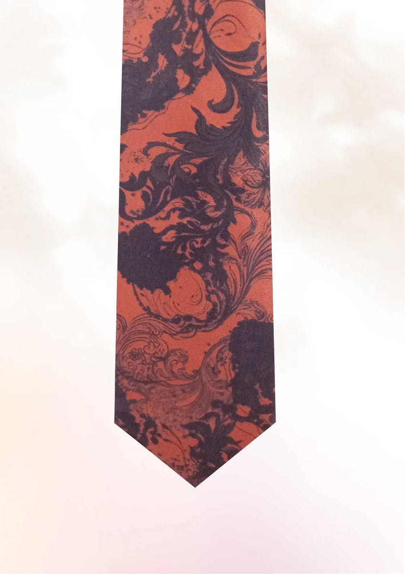 Burnt Orange Waveform Tie & Pocket Sqaure