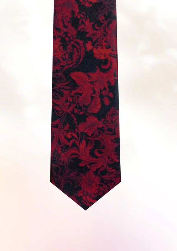Crimson Hibiscus Tie & Pocket Square
