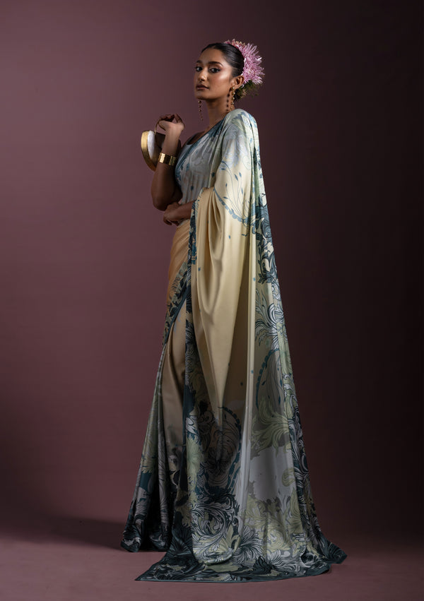 Vintage sea Baroque Saree