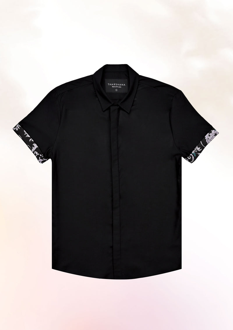 Black Contrast Cuff shirt