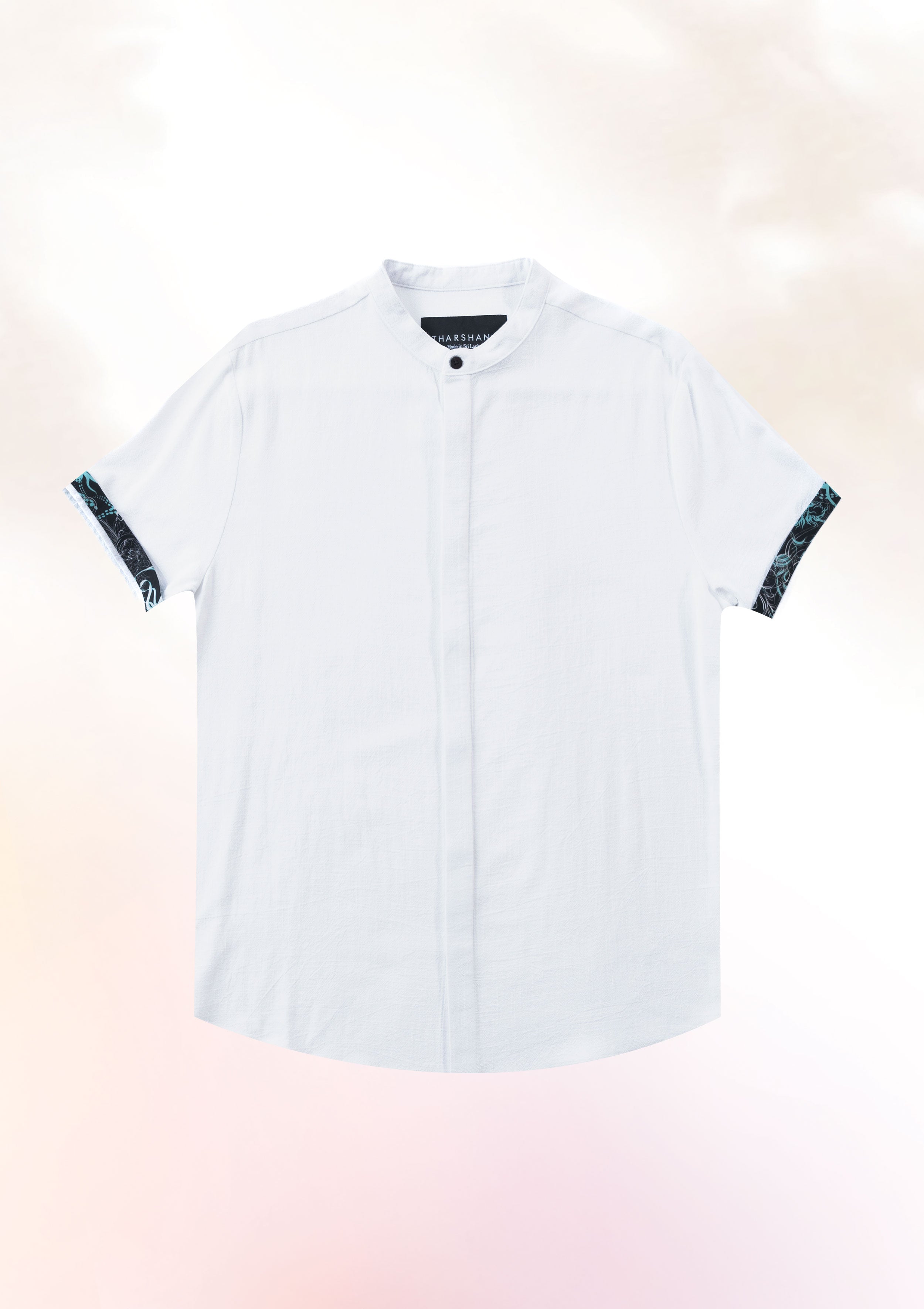 Chinese-Style Printed White Shirt