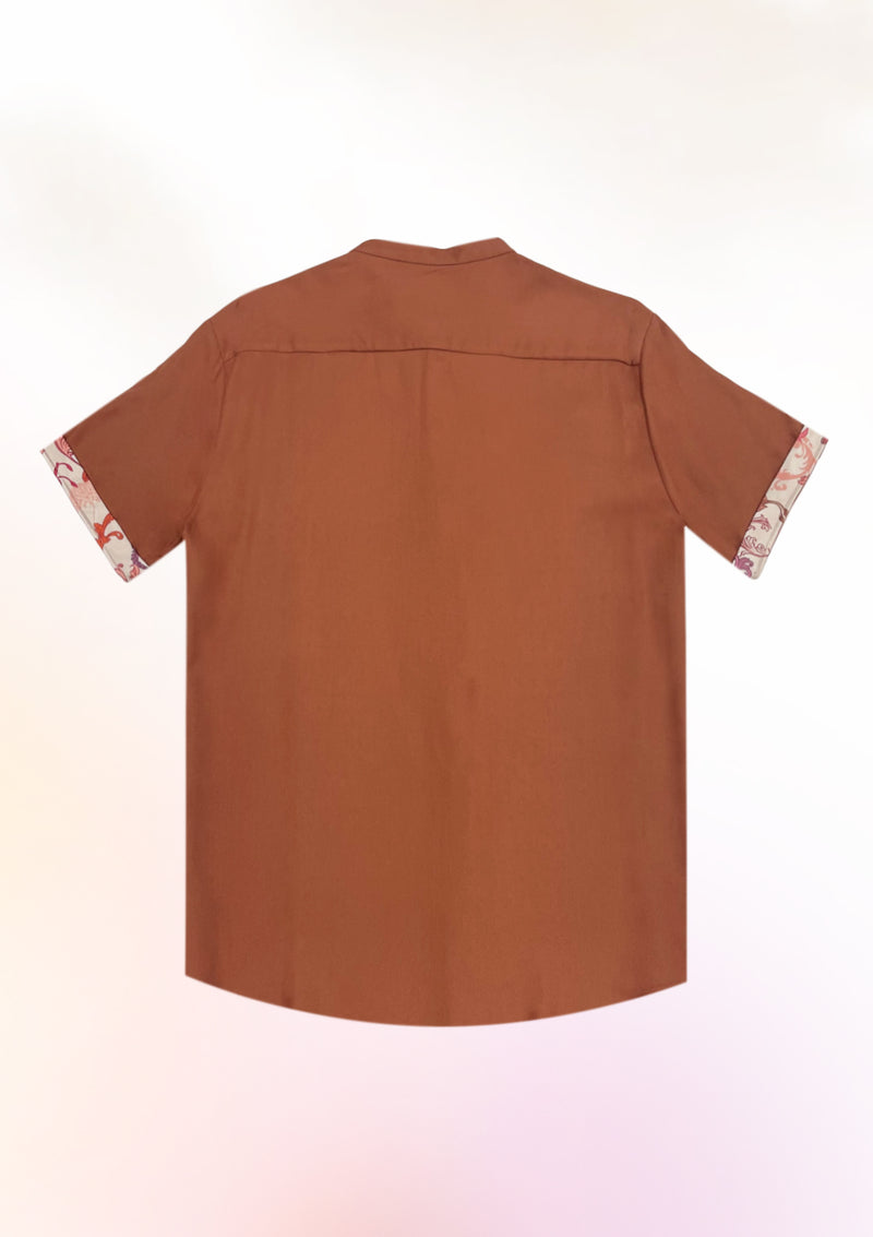 Burnt Orange Contrast cuff shirt