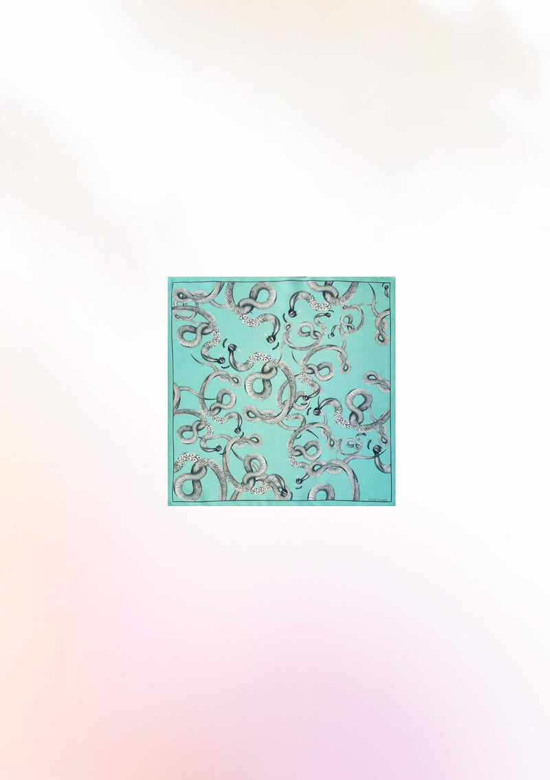 Turquoise Mono serpent pocket square