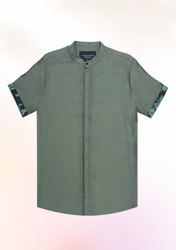 Hunter Green Contrast cuff shirt
