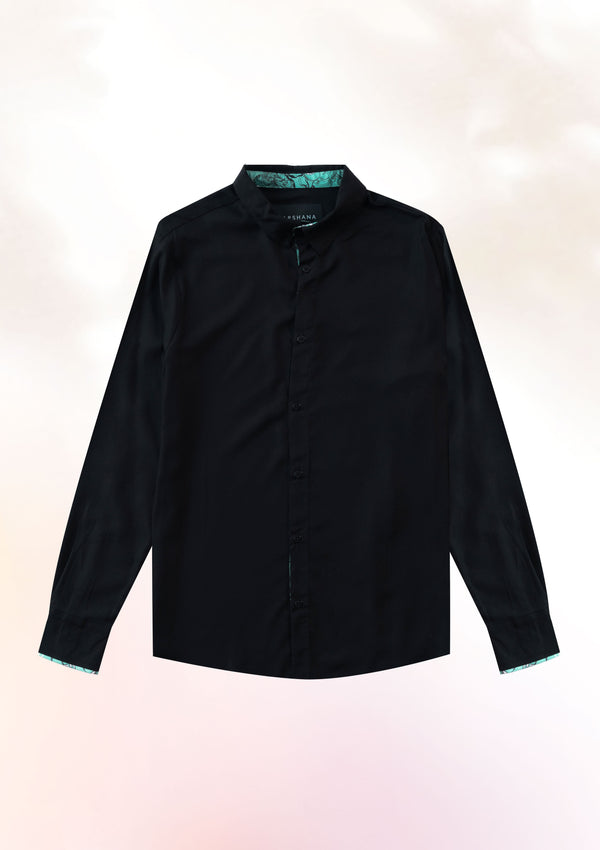 Black Long Sleeve Contrast Cuff Shirt