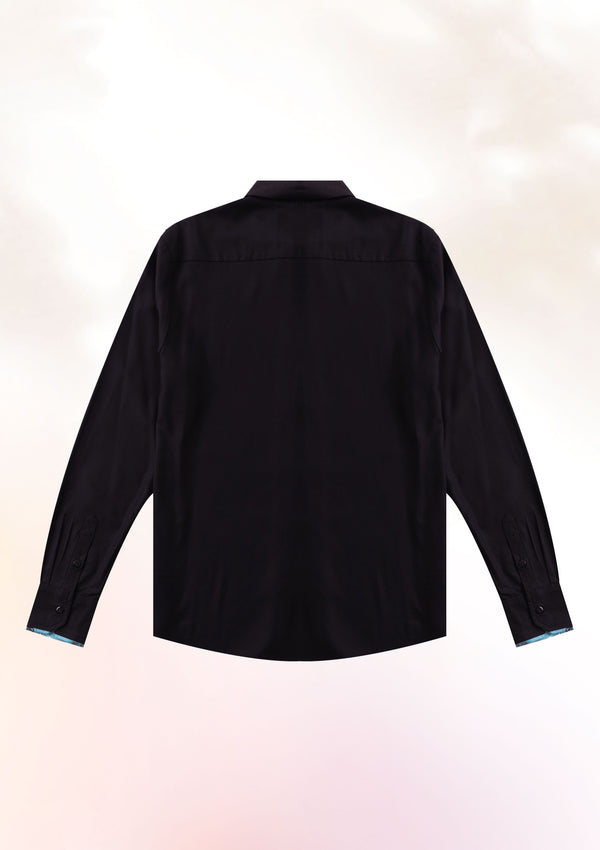 Black Long Sleeve Contrast Cuff Shirt