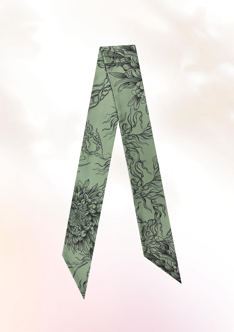 Chrysanthemum Sea Sketch Twilly Scarf