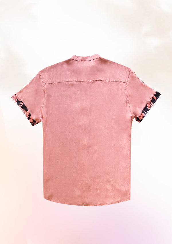 Contrast Cuff Pink Shirt