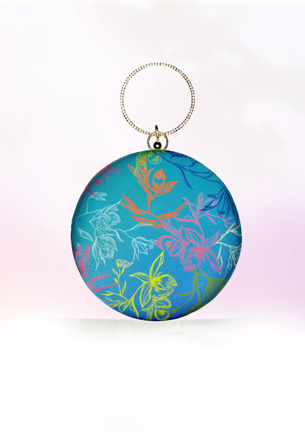 Abstract Orchid Circle Clutch