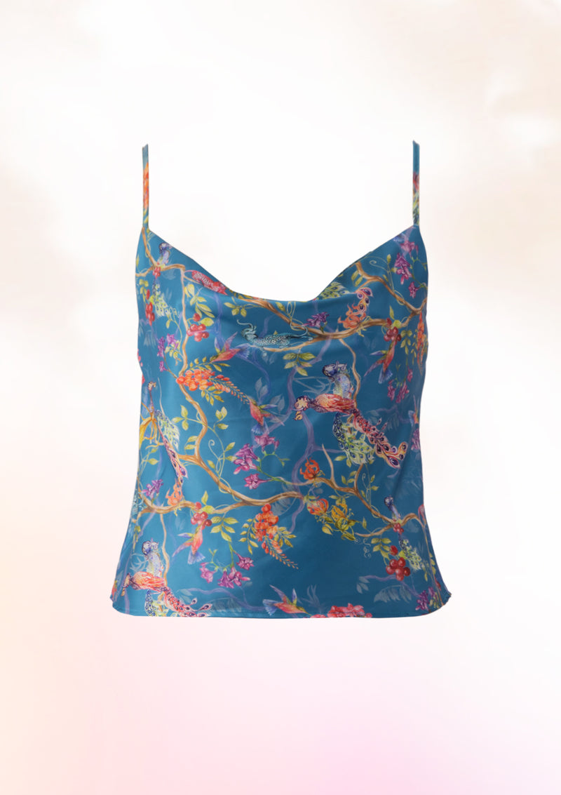 Whimsical Blue Cowl Neck Cami