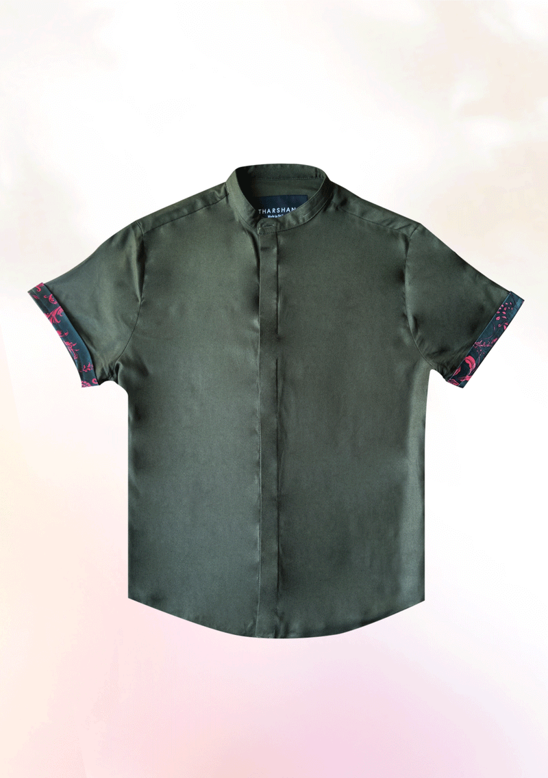 Evergreen Contrast cuff Shirt